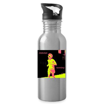 Jogger, man addicted to running - Water bottle with straw - silver - Right