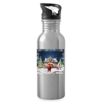 Verrücktes Weihnachtscafé - Trinkflasche mit integriertem Trinkhalm - Lightsilver - Rechts
