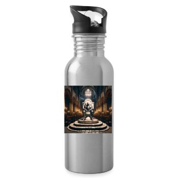 Furzseelen - Hohler Ritter auf Porzellanthron #03 - Trinkflasche mit integriertem Trinkhalm - Lightsilver - Rechts