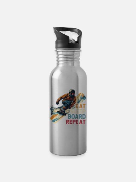 Snowboarding Snowboard Snowboarder - Trinkflasche mit integriertem Trinkhalm - Lightsilver