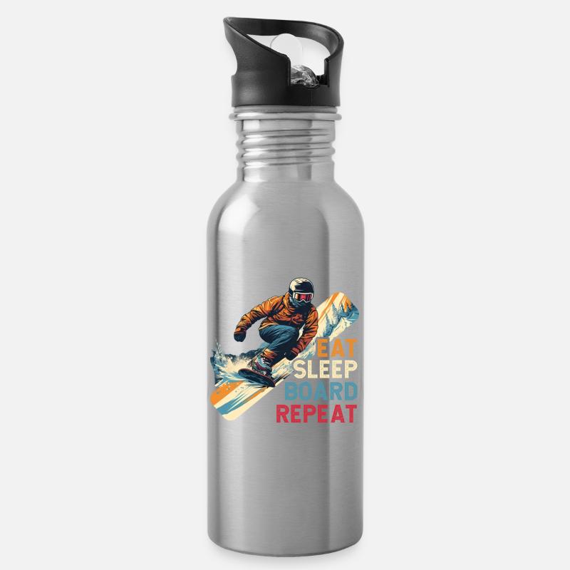 Snowboarding Snowboard Snowboarder - Trinkflasche mit integriertem Trinkhalm - Lightsilver