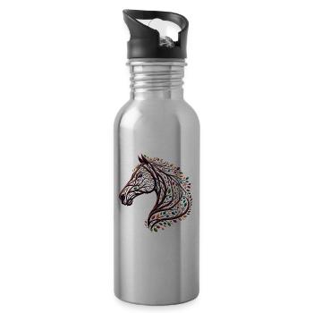 Naturgeflecht Pferd aus Ästen und Blättern - Trinkflasche mit integriertem Trinkhalm - Lightsilver - Rechts