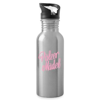 Pälzer Mädel Pfälzerin Pfalz Heimat Liebe Dialekt - Trinkflasche mit integriertem Trinkhalm - Lightsilver - Rechts
