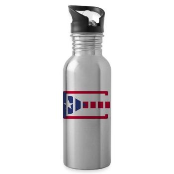 Puerto Rico Flagge | Puerto Ricaner Geschenkideen - Trinkflasche mit integriertem Trinkhalm - Lightsilver - Rechts