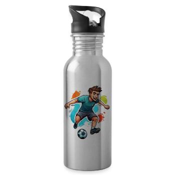Footballer / Soccer / Pitch / Team - Water bottle with straw - silver - Right