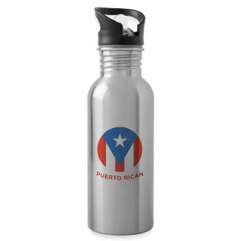 Puerto Rico Flagge | Puerto Ricaner Geschenkideen - Trinkflasche mit integriertem Trinkhalm - Lightsilver - Rechts