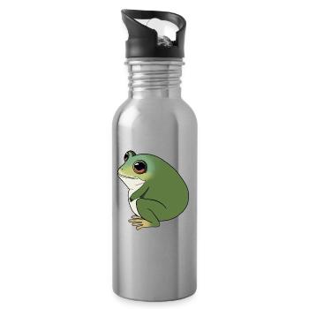 Grosse grenouille - Gourde avec paille intégrée - argent clair - Droite