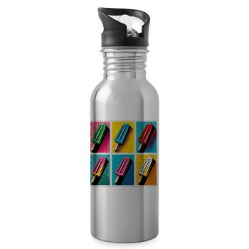 Glace sur le Style Popsicle Pop Art II - Gourde avec paille intégrée - argent clair - Droite