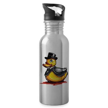Gummiente / Badeente / Wasser / Badewanne - Trinkflasche mit integriertem Trinkhalm - Lightsilver - Rechts
