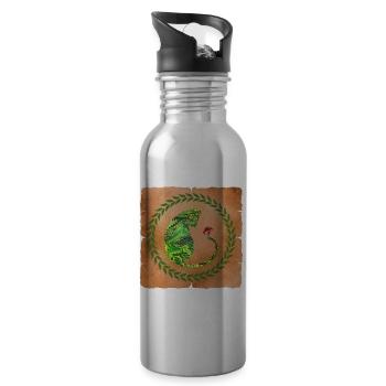 Cat with mushroom E 35 - Water bottle with straw - silver - Right