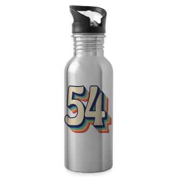Vintage Retro T-Shirt Number 54 Fifty Four - Water bottle with straw - silver - Right