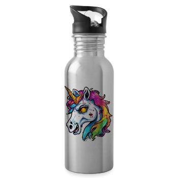 Unicorn / mythical creatures / fairy tales / magic / glitter - Water bottle with straw - silver - Right