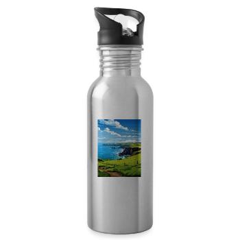 Mullion Cornwall Vintage voyage affiche Souvenir - Gourde avec paille intégrée - argent clair - Droite