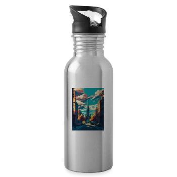 Glasgow Scotland Vintage Travel Poster Souvenir - Water bottle with straw - silver - Right