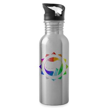 RAINBOW COLORFUL ANTI-FASCIST - Water bottle with straw - silver - Right