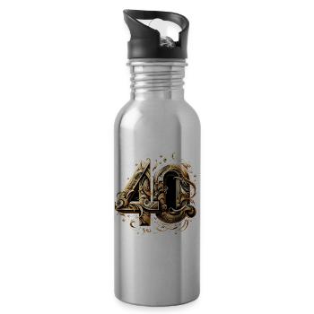 40 Years Gold Glamour 40th Birthday Gift - Water bottle with straw - silver - Right