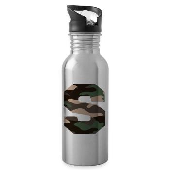 Letter S Military Camouflage - Geschenkidee - Trinkflasche mit integriertem Trinkhalm - Lightsilver - Rechts