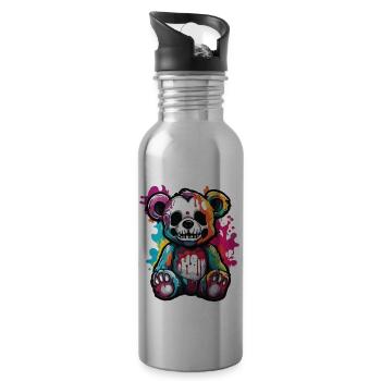 Teddybär / Kuscheltier / Stofftier / Geschenkidee - Trinkflasche mit integriertem Trinkhalm - Lightsilver - Rechts