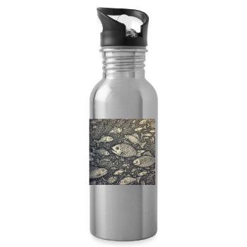 Laughing Fish - Water bottle with straw - silver - Right