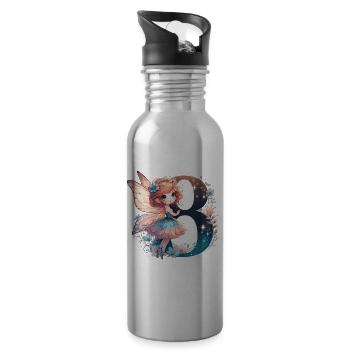8 Jahre Fee Elfe Geburtstag Geschenk - Trinkflasche mit integriertem Trinkhalm - Lightsilver - Rechts
