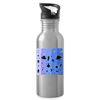 Space, Astronaut, Space, Space - Water bottle with straw - silver - Right