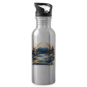 Mount Fuji - Water bottle with straw - silver - Right