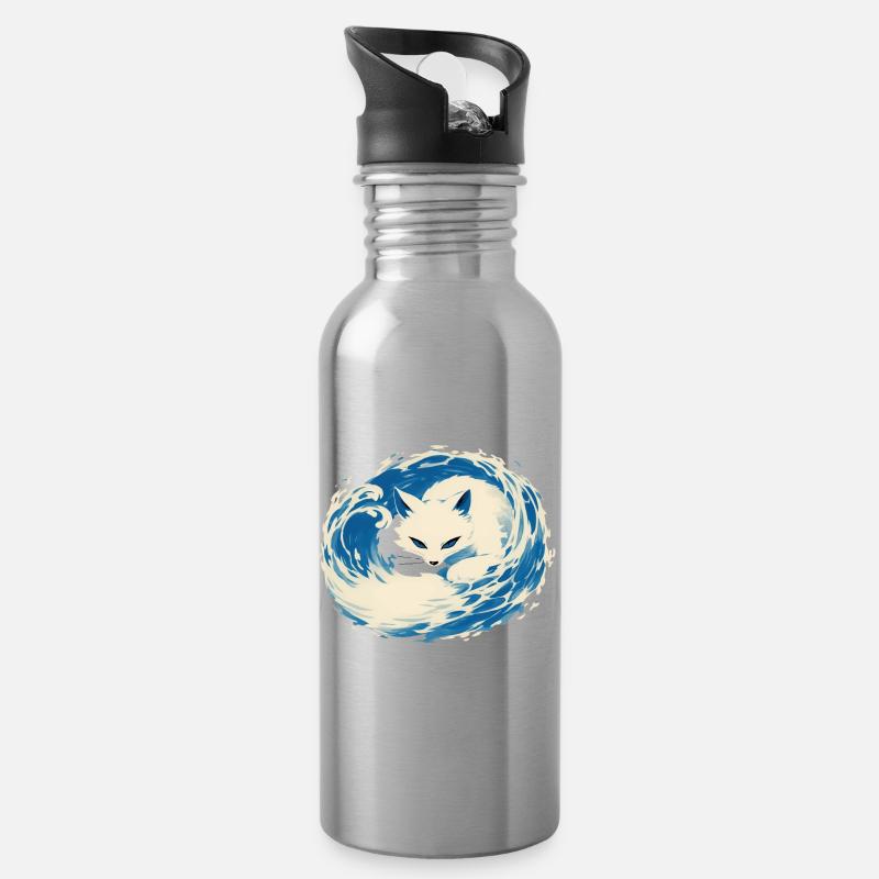 Polarfuchs - Trinkflasche mit integriertem Trinkhalm - Lightsilver