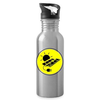 Symbole du système photovoltaïque à énergie solaire - Gourde avec paille intégrée - argent clair - Droite