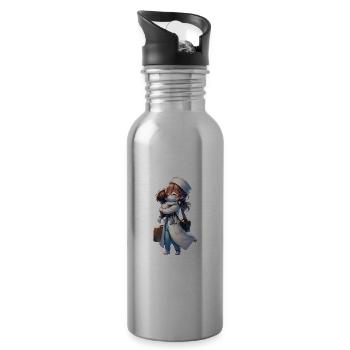 A Doctor Mom Getting Back Home From Work - Water bottle with straw - silver - Right