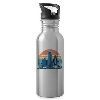 Atlanta Skyline Sonnenuntergang Stadtbild - Trinkflasche mit integriertem Trinkhalm - Lightsilver - Rechts