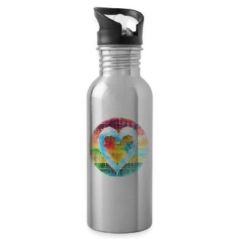 Heart Colorful Colorful Heart Love - Water bottle with straw - silver - Right