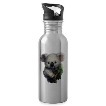 Koala cute - Water bottle with straw - silver - Right