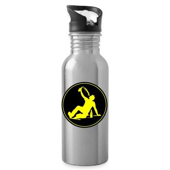 Drinking Beer Silhouette - Water bottle with straw - silver - Right