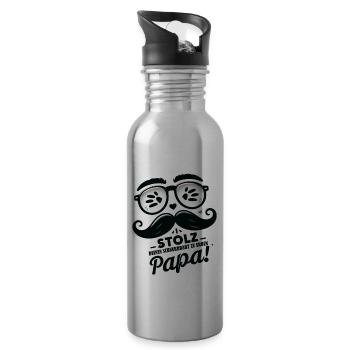 Father's Day Mustache - Water bottle with straw - silver - Right
