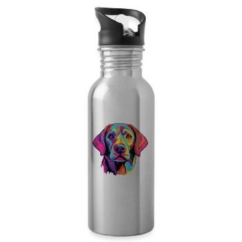 Labrador Retriever Hund Rasse Aquarell Karikatur Ka - Trinkflasche mit integriertem Trinkhalm - Lightsilver - Rechts