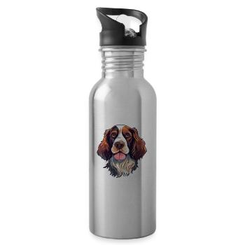 English Springer Spaniel Hunderasse Aquarellwagen - Trinkflasche mit integriertem Trinkhalm - Lightsilver - Rechts