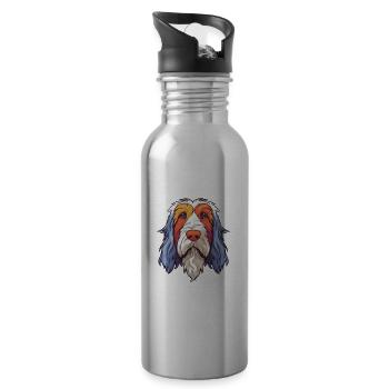 Petit Basset Griffon Vendeen Hunderasse Aquarell - Trinkflasche mit integriertem Trinkhalm - Lightsilver - Rechts