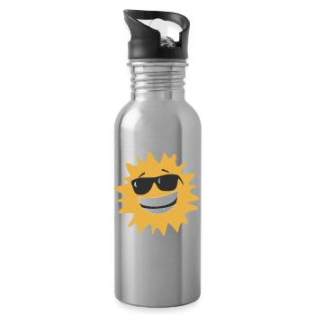 Sunburst Smiling with Sunglasses - Water bottle with straw - silver - Right