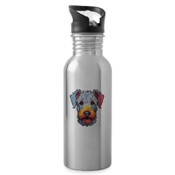 Pumi Hunderasse Aquarell Karikatur Kawaii Bunt - Trinkflasche mit integriertem Trinkhalm - Lightsilver - Rechts