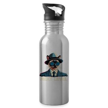 Siam Katze Siamkatze Next Level Anzug Geschenk - Trinkflasche mit integriertem Trinkhalm - Lightsilver - Rechts