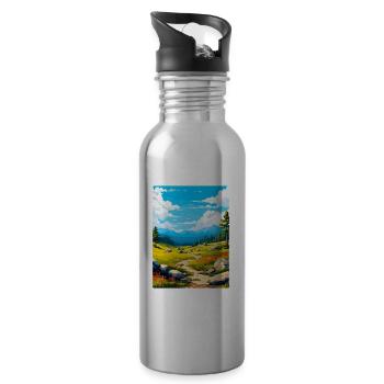 Sierra De Guadarrama Nationalpark Spanien Poster - Trinkflasche mit integriertem Trinkhalm - Lightsilver - Rechts