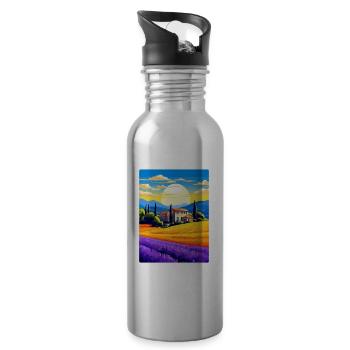 Provence Frankreich Vintage Reiseplakat Souvenir WPA - Trinkflasche mit integriertem Trinkhalm - Lightsilver - Rechts