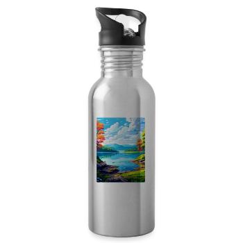 Lake Sainte Croix Frankreich Vintage Reiseplakat WPA - Trinkflasche mit integriertem Trinkhalm - Lightsilver - Rechts