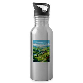 Douro-Tal Portugal Vintage Reiseposter WPA - Trinkflasche mit integriertem Trinkhalm - Lightsilver - Rechts