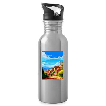 Pérouse Italie Affiche de voyage vintage WPA Souvenir - Gourde avec paille intégrée - argent clair - Droite