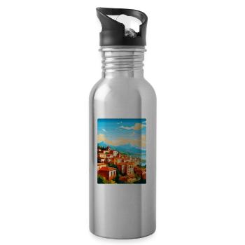 Granada Spain Vintage Travel Poster WPA Souvenir - Water bottle with straw - silver - Right
