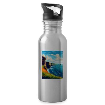 Cliffs of Moher Irland UK Vintage Reiseplakat - Trinkflasche mit integriertem Trinkhalm - Lightsilver - Rechts