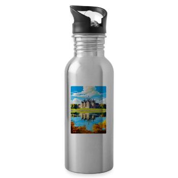 Loiretal Frankreich Vintage Reiseplakat Souvenir - Trinkflasche mit integriertem Trinkhalm - Lightsilver - Rechts