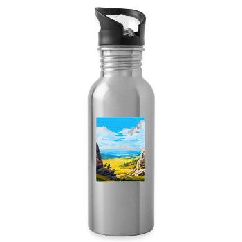 Sierra De Guadarrama Nationalpark Spanien Poster - Trinkflasche mit integriertem Trinkhalm - Lightsilver - Rechts
