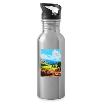Sierra De Guadarrama Nationalpark Spanien Poster - Trinkflasche mit integriertem Trinkhalm - Lightsilver - Rechts